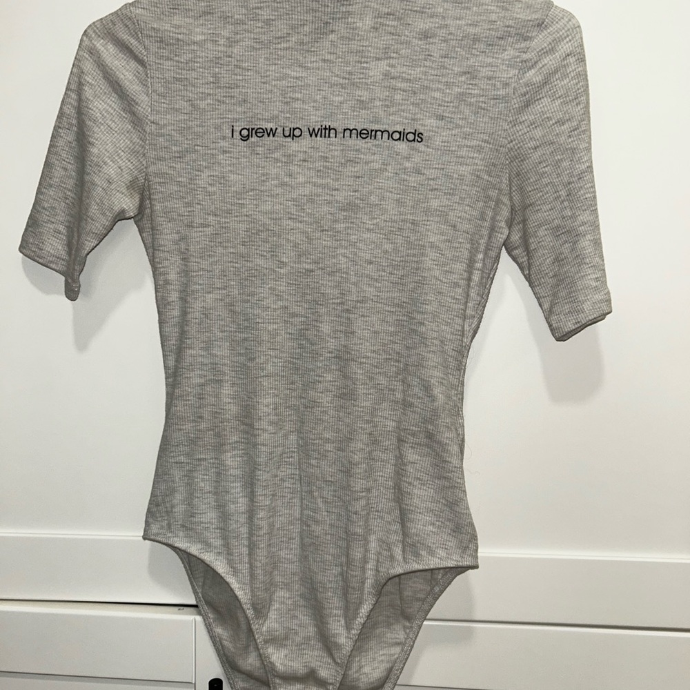 Gray Bodysuit with Mermaid Quote